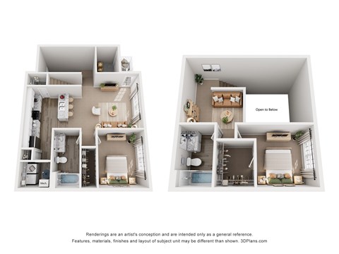Floor plan for 2 beds, 2 baths, 1385 sqft
